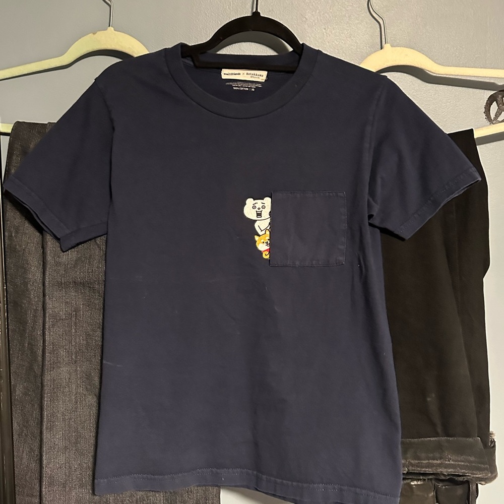 Classic Navy Blue Short Sleeve Tee with Pocket